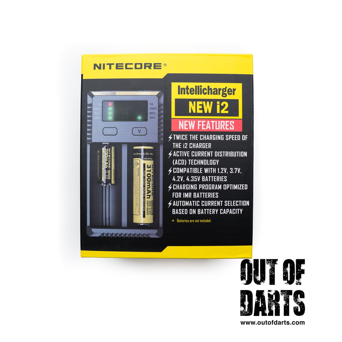 Nerf mod IMR Charger new i2 Nitecore Dual-Bay Charger (High quality IMR charger) - Out of Darts