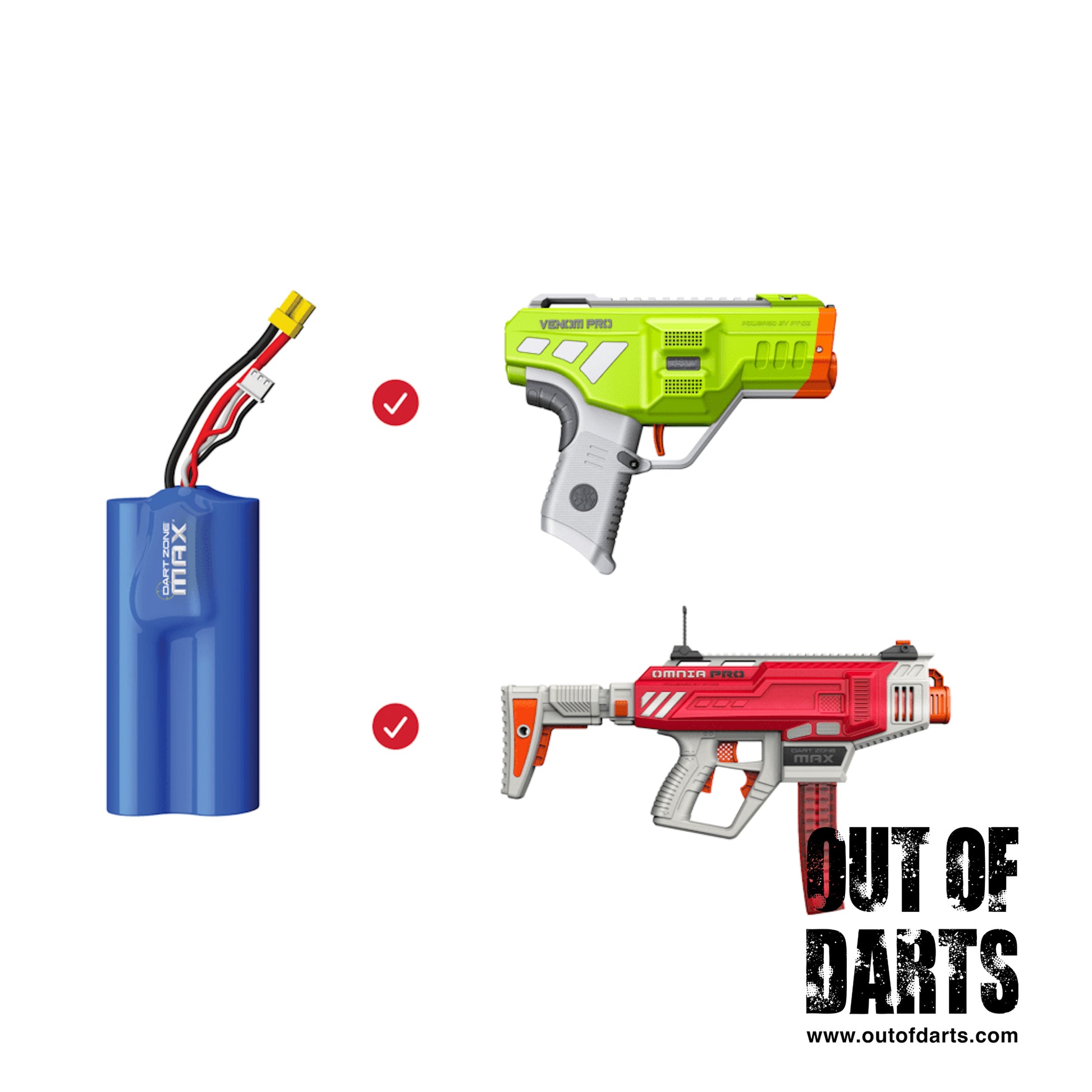 Dart Zone Max 2S 1000mAh Li-Ion Battery | 7.4V XT30 for Piston Pump & Venom Pro Out of Darts Dart Zone Max 2S 1000mAh Li-Ion Battery | 7.4V XT30 for Piston Pump & Venom Pro Out of Darts