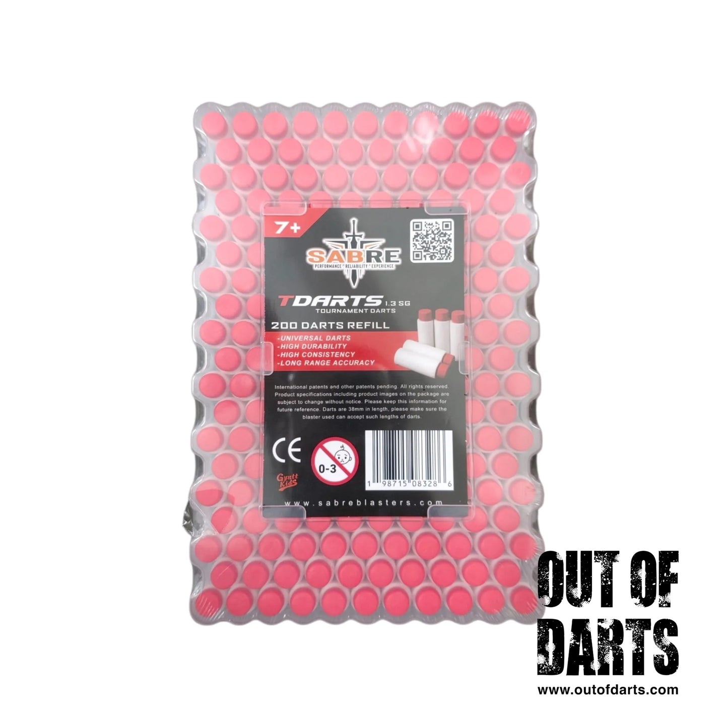 Sabre T-Darts Heavyweight Short Darts 200-pack (1.30g)