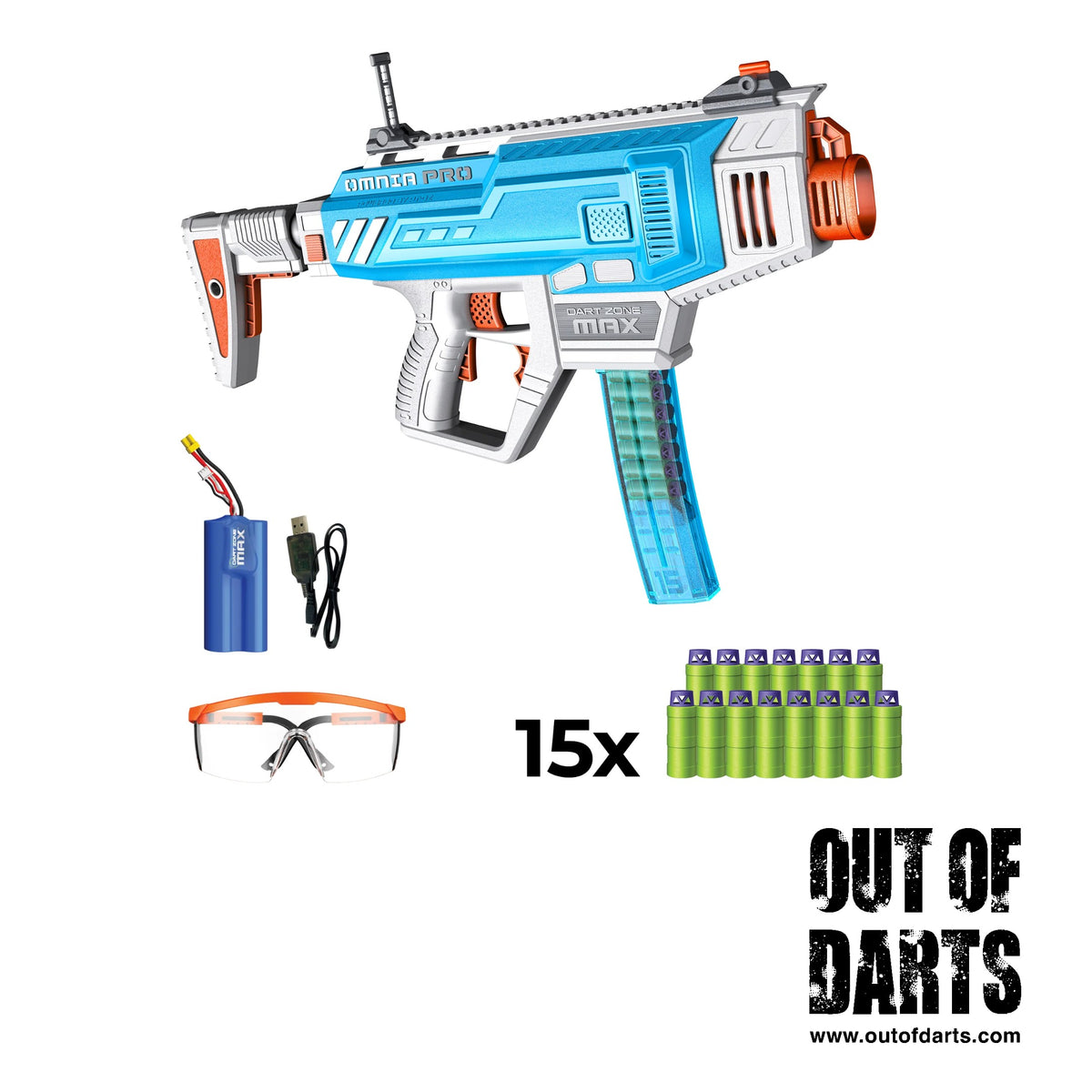 Dart Zone Max Nitroshot+ Omnia Pro Flywheel Blaster (Blue)