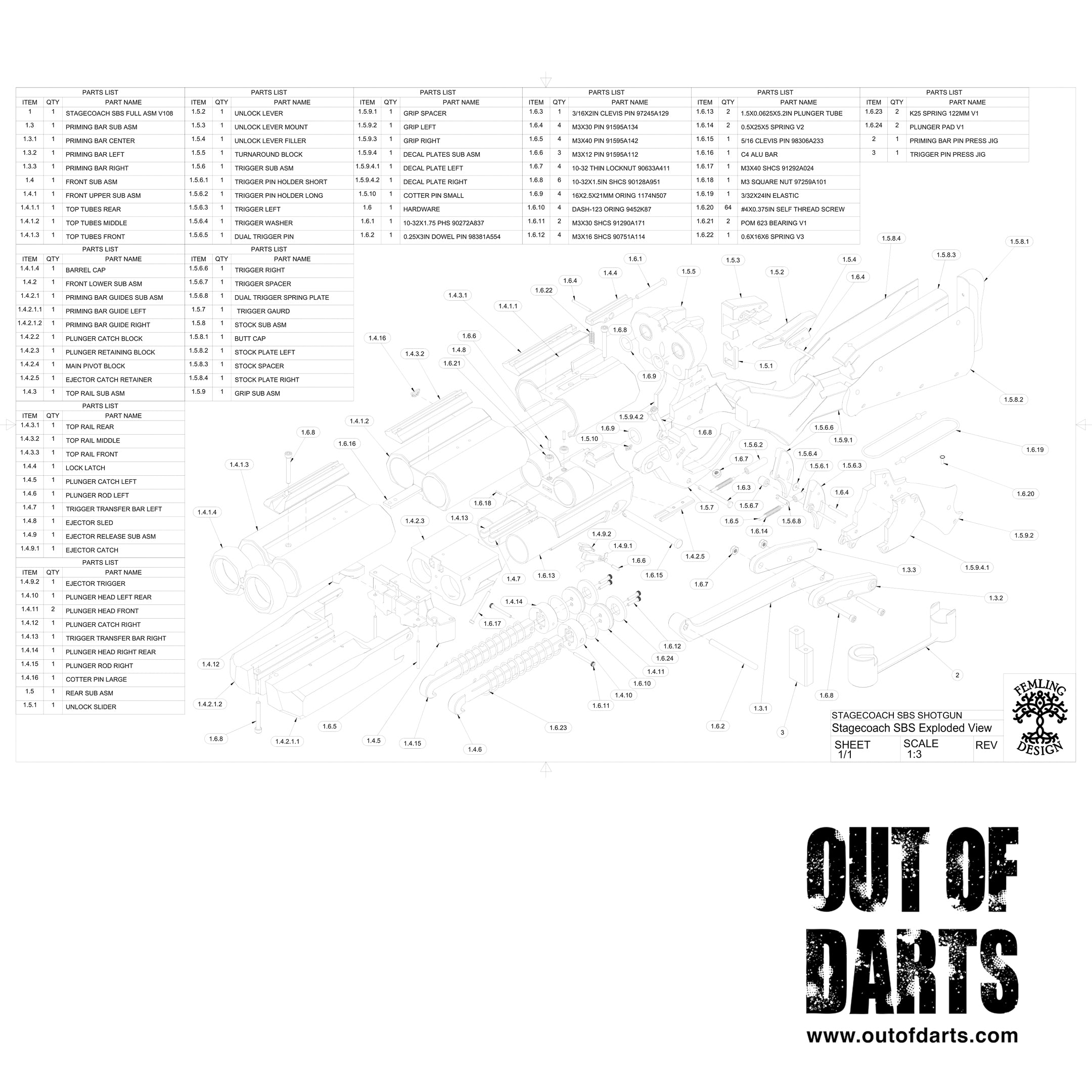 Femling Design Stagecoach 3D Parts + Hardware Kit - Break-Action